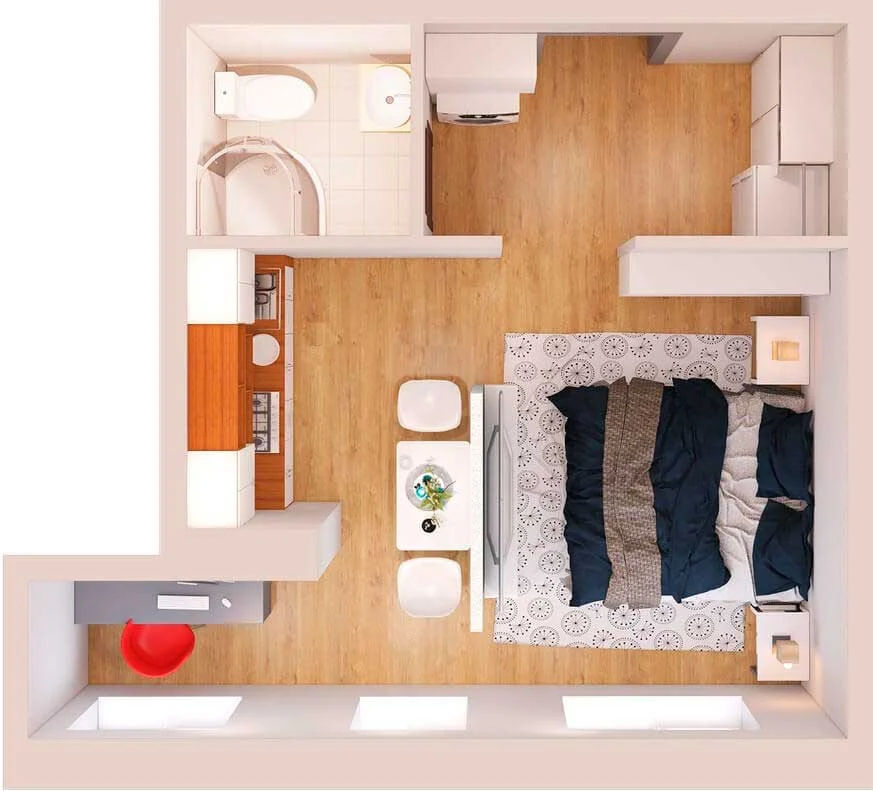 Розводка труб сантехніки в 1-кімнатній квартирі